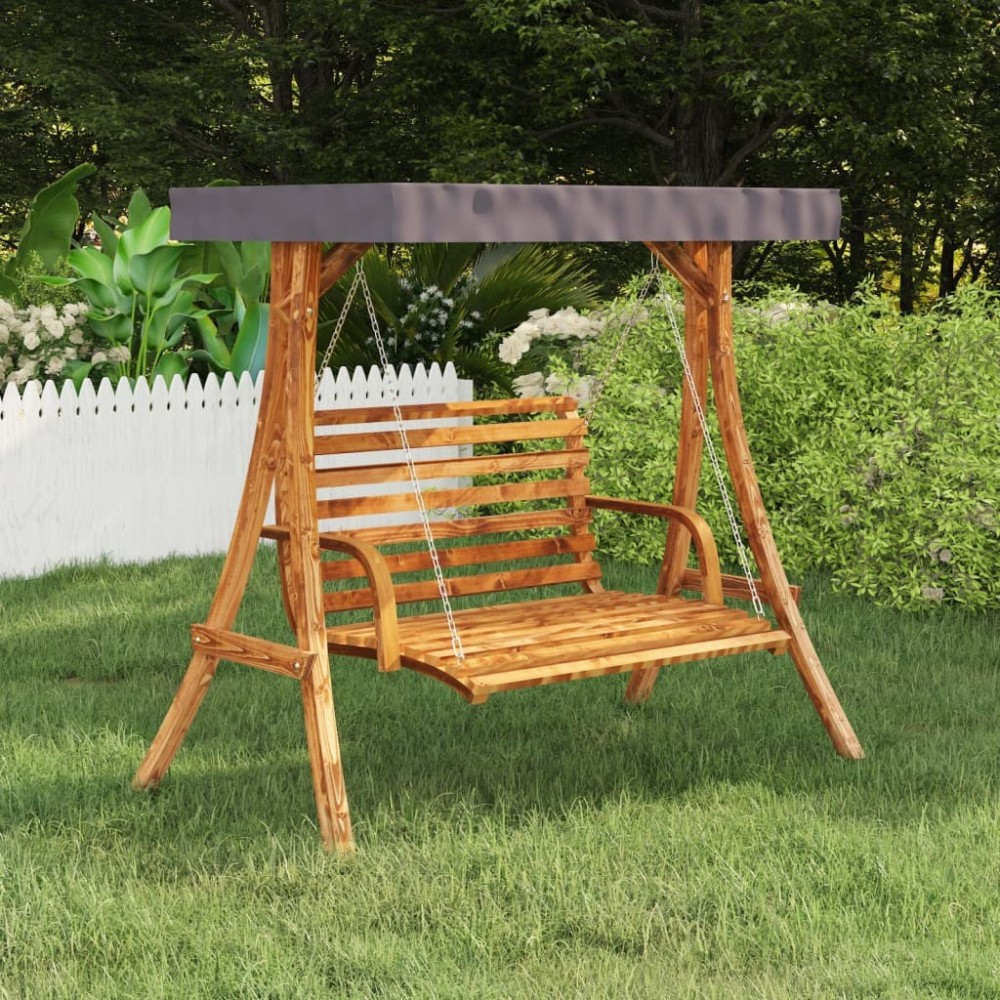 Schaukelgestell mit Dach Creme Bugholz Massiv Teak-Finish
