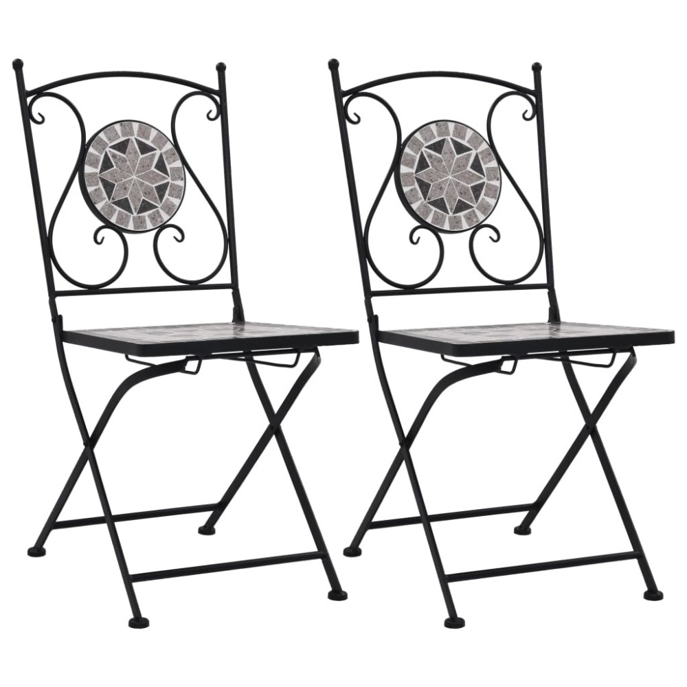 Mosaic Bistro Chairs 2 pcs Orange/Grey