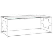 Coffee Table Silver 120x60x45 cm Stainless Steel and Glass