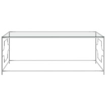 Coffee Table Silver 120x60x45 cm Stainless Steel and Glass