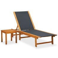 Sun Lounger Solid Acacia...