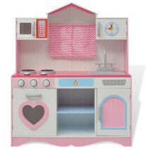 Toy Kitchen Wood 82x30x100 cm Pink and White