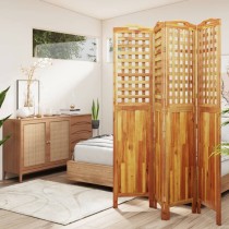 4-Panel Room Divider 162x2x115 cm Solid Wood Acacia