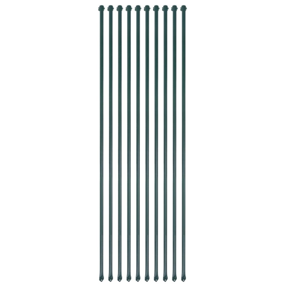 Garden Posts 10 pcs 1 m Metal Green