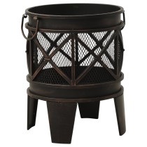 Rustic Fire Pit with Poker ?42x54 cm Steel