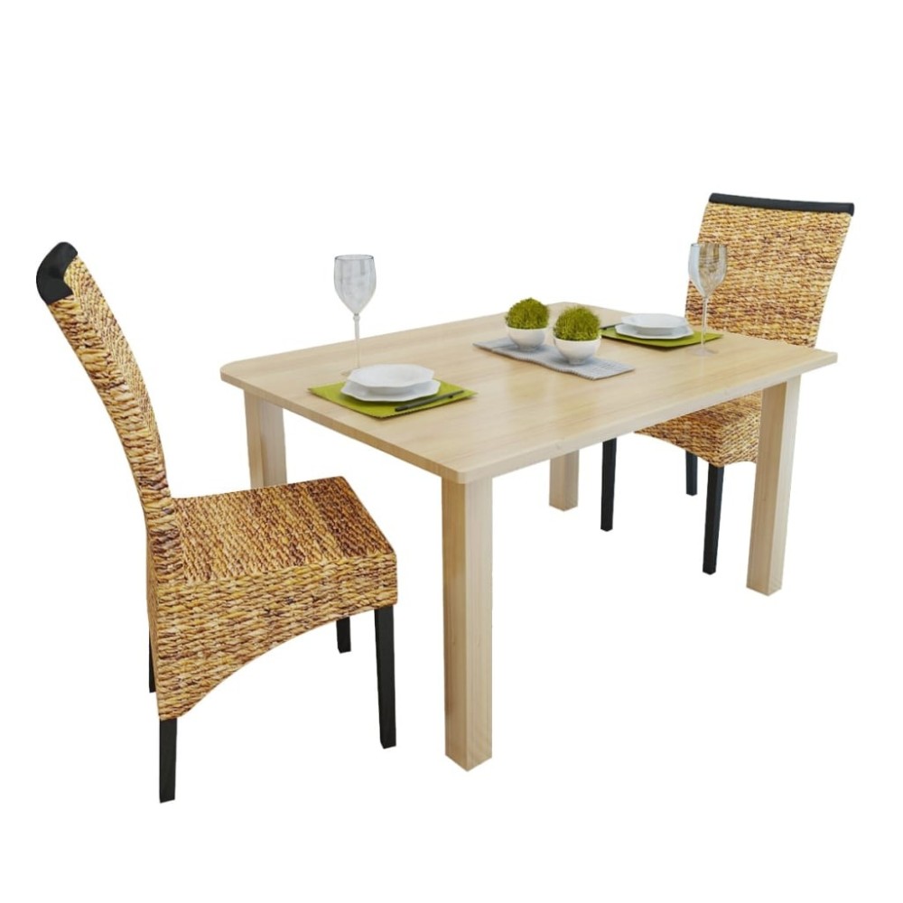 Dining Chairs 6 pcs Abaca and Solid Mango Wood