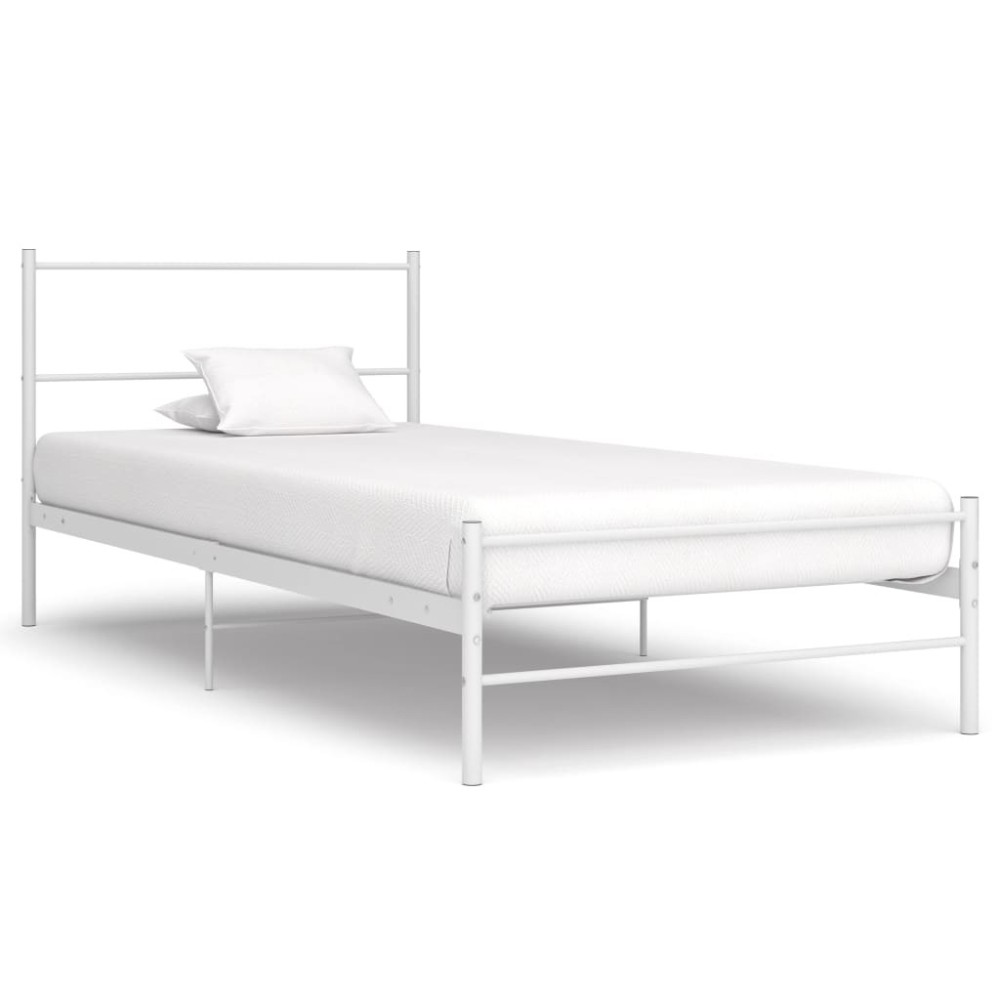 Bed Frame White Metal 180x200 cm Super King