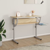 Craft Desk White&Grey 110x53x(58-87) cm Engineered Wood&Steel