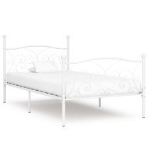 Bed Frame with Slatted Base White Metal 200x200 cm