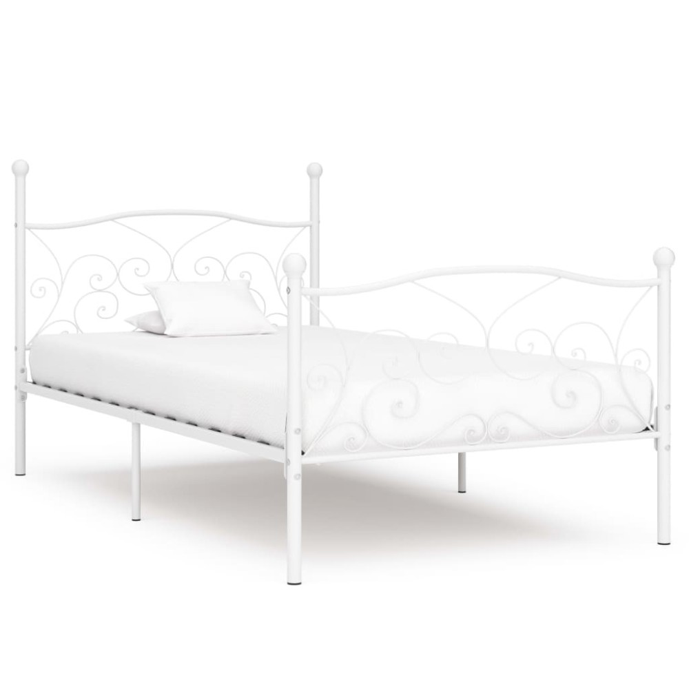 Bed Frame with Slatted Base White Metal 200x200 cm