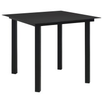 Garden Dining Table Black 150x80x74 cm Steel and Glass