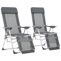 Folding Camping Chairs with Footrests 2 pcs Brown Textilene