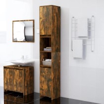 Bathroom Cabinet Brown Oak 30x30x183.5 cm Engineered Wood