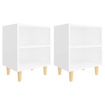 Bed Cabinet with Solid Wood Legs Sonoma Oak 40x30x50 cm
