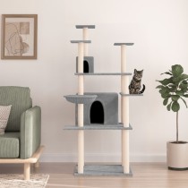 Cat Tree with Sisal Scratching Posts Cream 166 cm