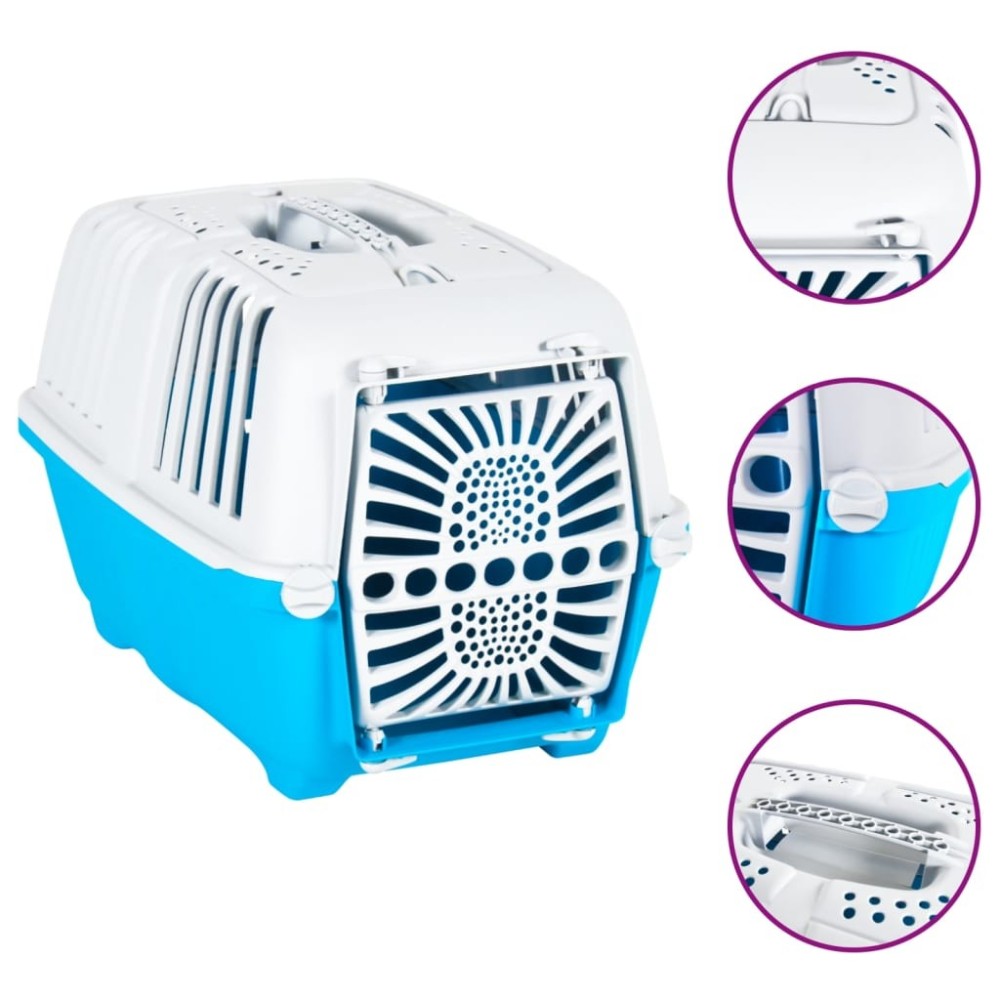 Pet Carrier White and Blue 48x31.5x33cm Polypropylene