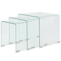 Zweiteiliges Satztisch-Set aus gehärtetem Glas Transparent