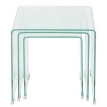 Two Piece Nesting Table Set Tempered Glass Clear
