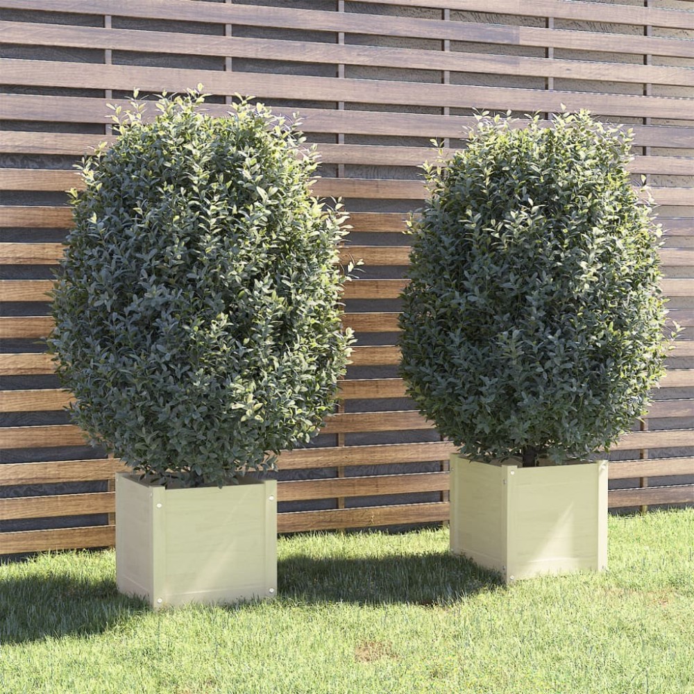 Garden Planter Grey 40x40x40 cm Solid Pinewood