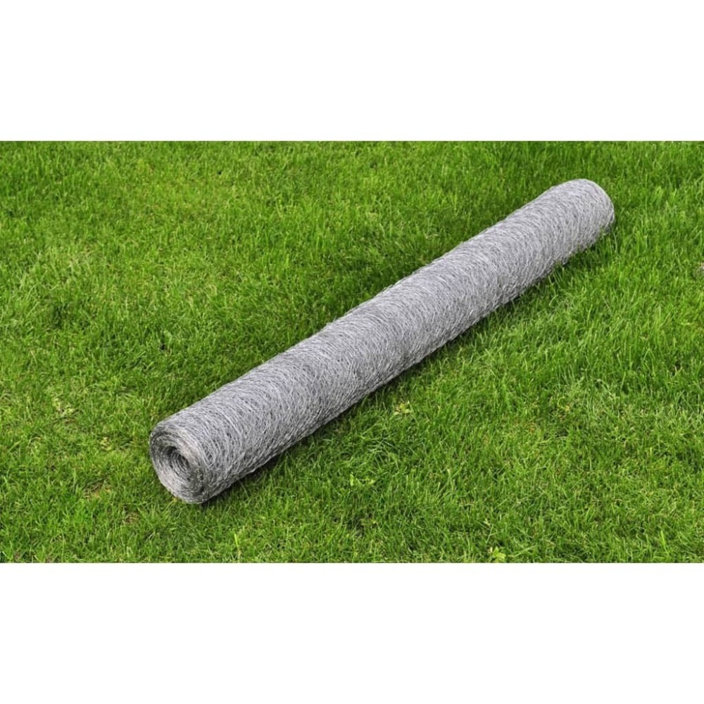 Chicken Wire Fence Galvanised with PVC Coating 25x1 m Green
