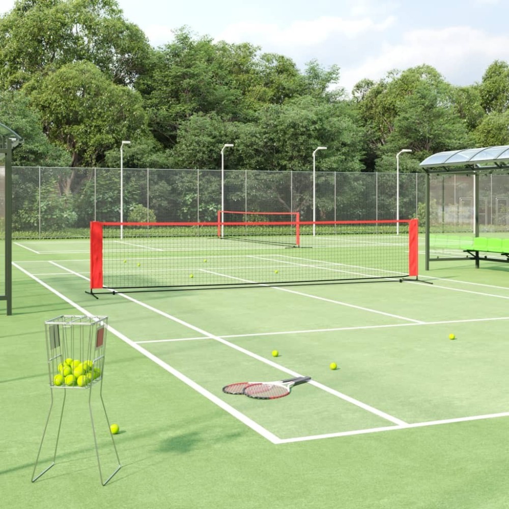 Tennisnetz Schwarz und Rot 600x100x87 cm Polyester