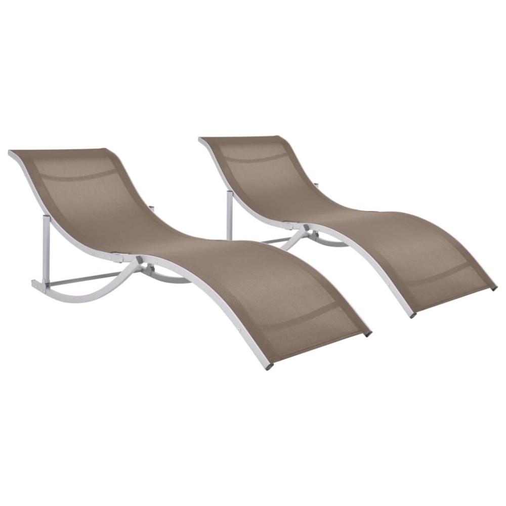 Folding Sun Loungers 2 pcs Cream Textilene