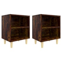 Bed Cabinet with Solid Wood Legs Sonoma Oak 40x30x50 cm