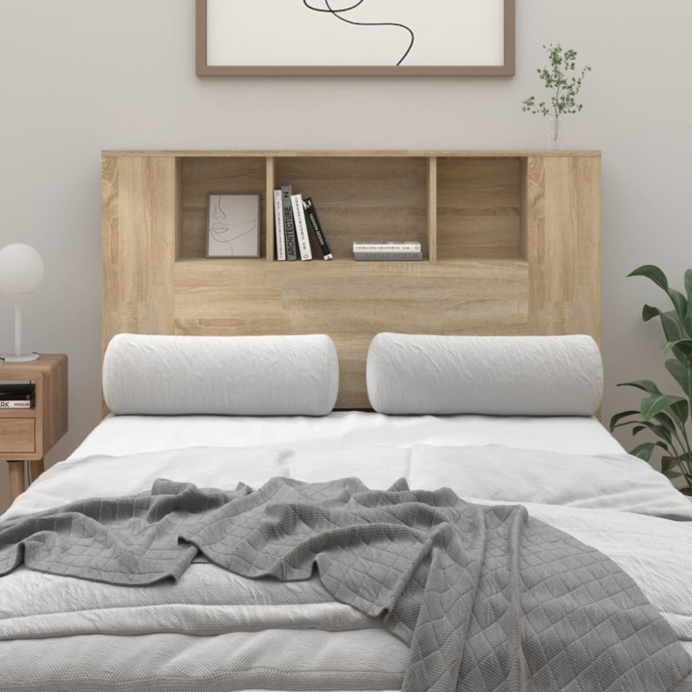 Kopfteil mit Ablagen Braun Eichen-Optik 120x18,5x102,5 cm