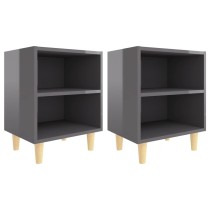 Bed Cabinet with Solid Wood Legs Sonoma Oak 40x30x50 cm