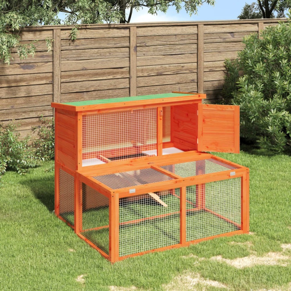 Rabbit Hutch Grey 102x90x84.5 cm Solid Wood Pine