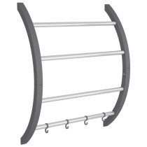 Towel Rack with Hooks Silver 56x16x72 cm Aluminium