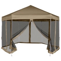 Hexagonal Pop-Up Marquee with 6 Sidewalls Grey 3.6x3.1 m