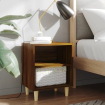 Bed Cabinet with Solid Wood Legs Sonoma Oak 40x30x50 cm