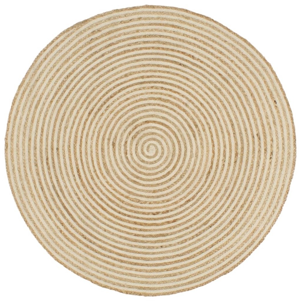 Handmade Rug Jute with Spiral Design Black 120 cm