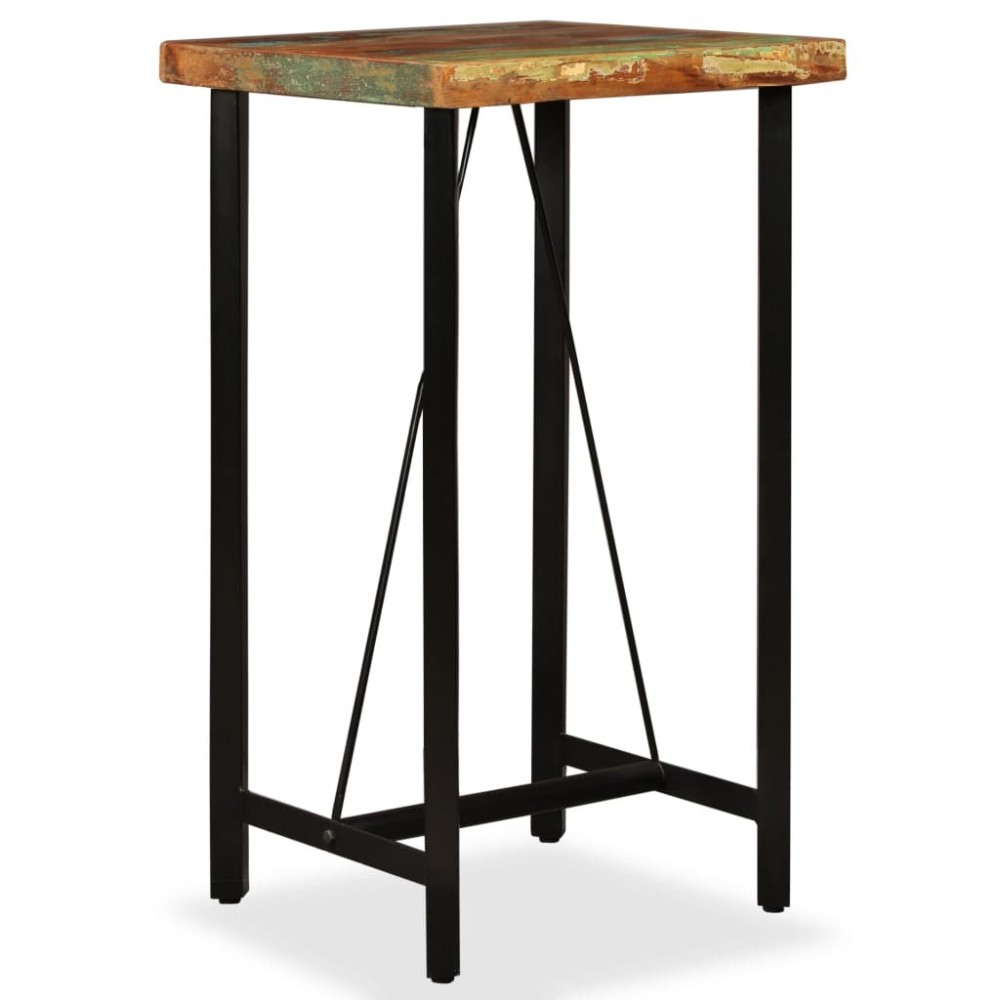 Bar Table 55x55x107 cm Solid Wood Reclaimed and Iron