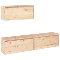 TV-Schränke 3 Stk. Weiß Massivholz Kiefer