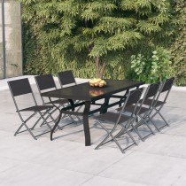 5 Piece Garden Dining Set Grey and Black