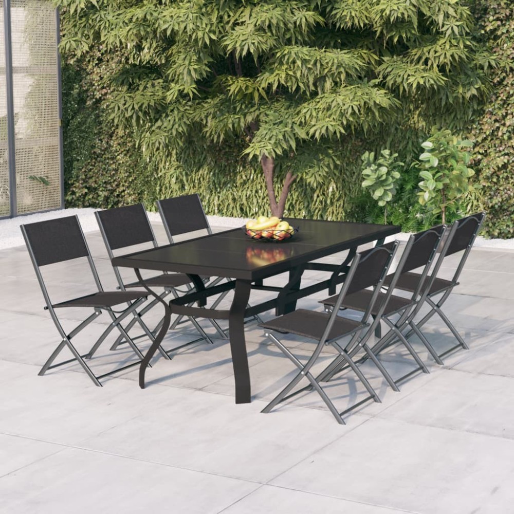 5 Piece Garden Dining Set Grey and Black