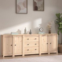 Sideboard Weiß 230x35x80 cm Massivholz Kiefer