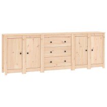 Sideboard Weiß 230x35x80 cm Massivholz Kiefer