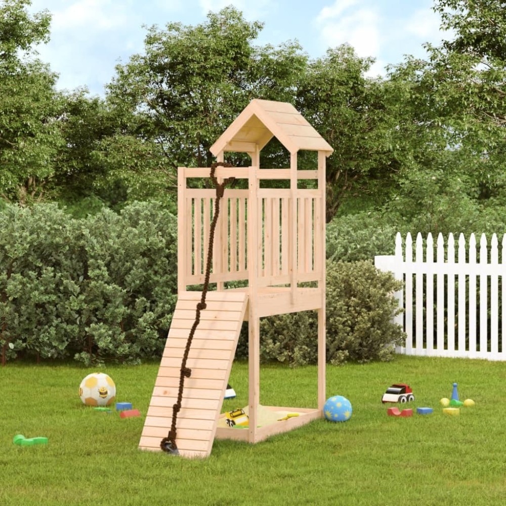 Playhouse with Climbing Wall Solid Wood Douglas