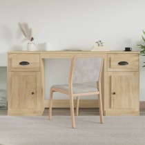 Desk with Cabinet Brown Oak Engineered Wood