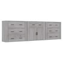 Sideboards 3 pcs Concrete Grey Engineered Wood