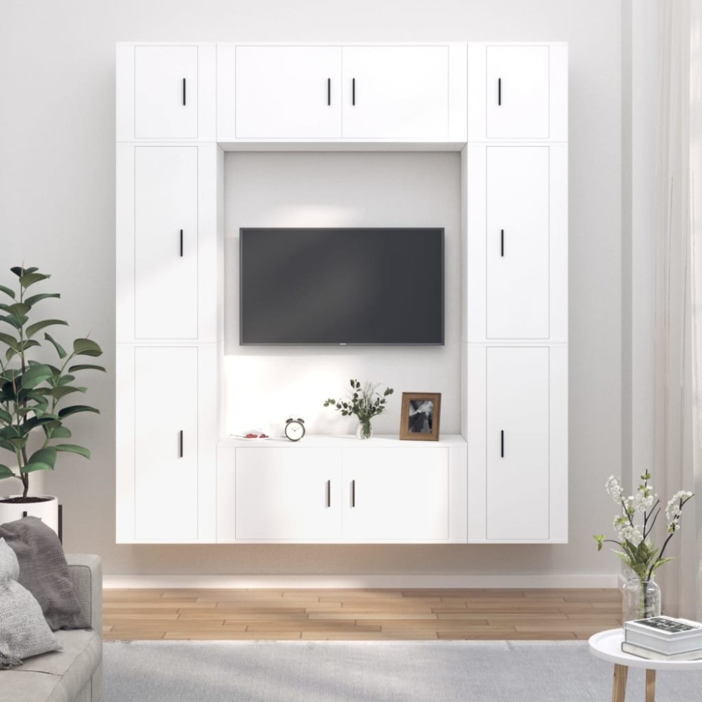 8 Piece TV Cabinet Set Smoked Oak Engineered Wood
