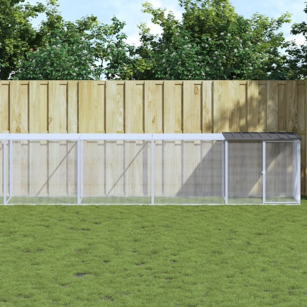 Chicken Cage with Roof Light Grey 603x98x90 cm Galvanised Steel