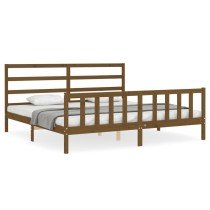 Bed Frame with Headboard Double Solid Wood