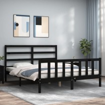 Bed Frame with Headboard Double Solid Wood