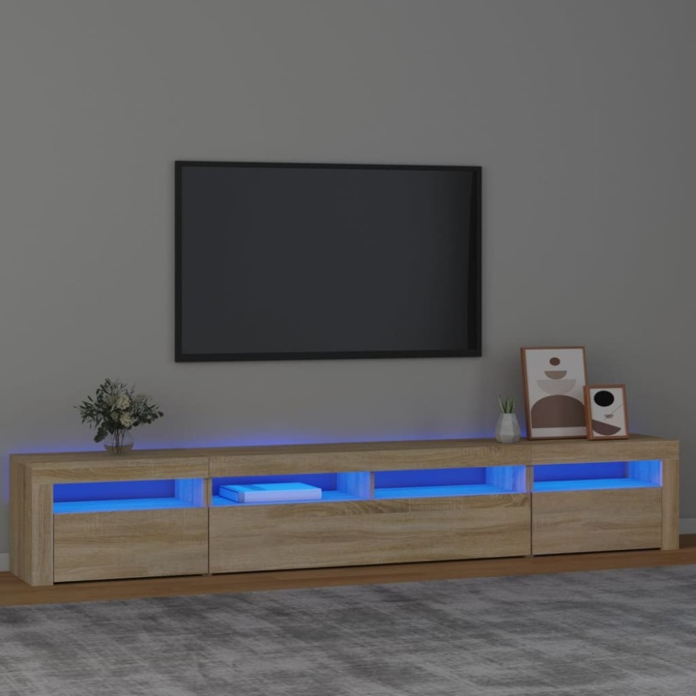 TV Cabinet with LED Lights Grey Sonoma 180x35x40 cm