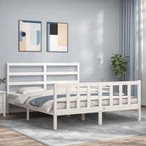 Bed Frame with Headboard Double Solid Wood