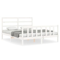 Bed Frame with Headboard Double Solid Wood